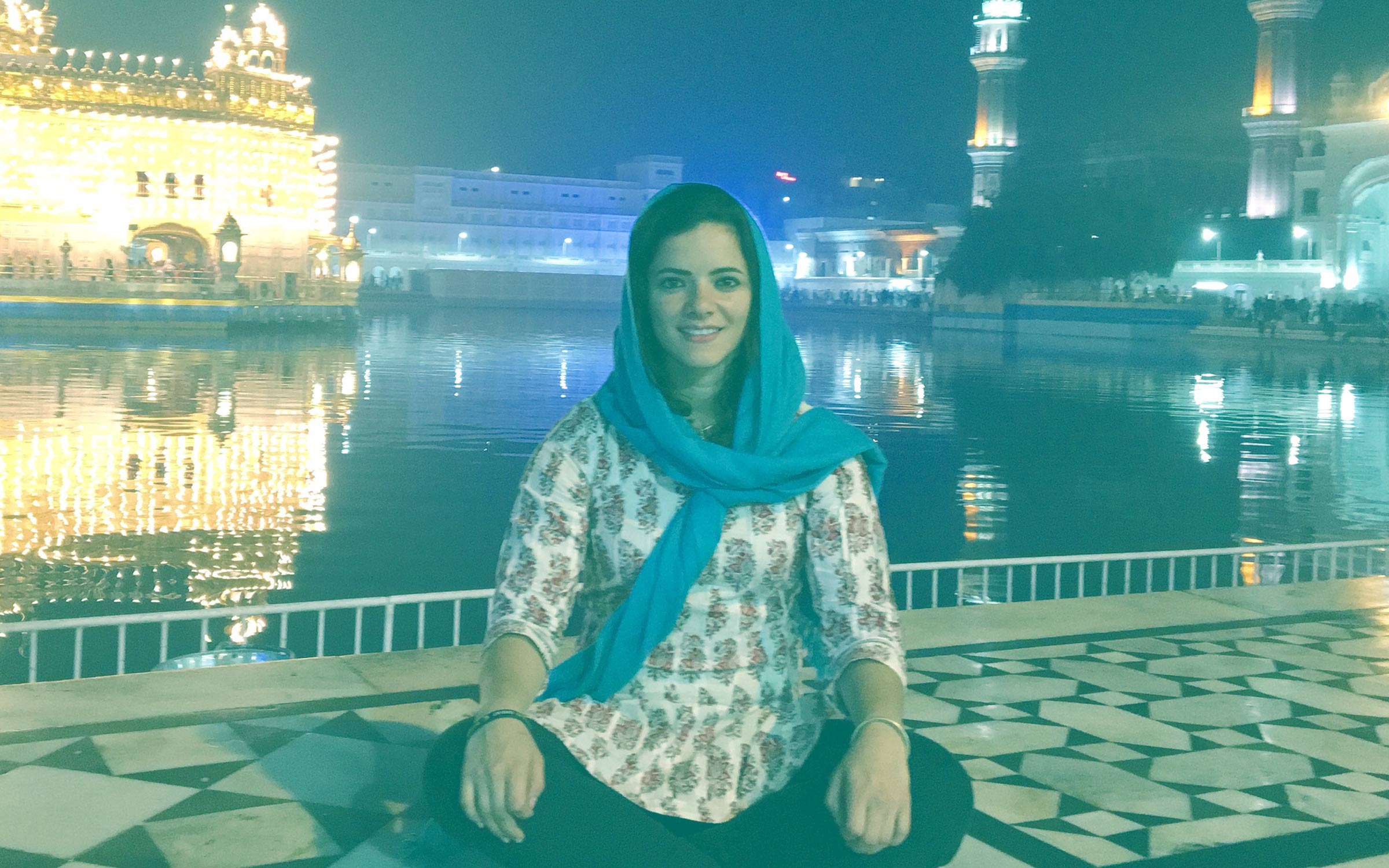 Triana Alonso at the Golden Temple in India